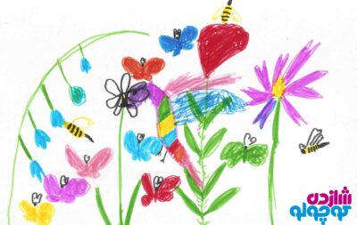 گل در نقاشی بچه