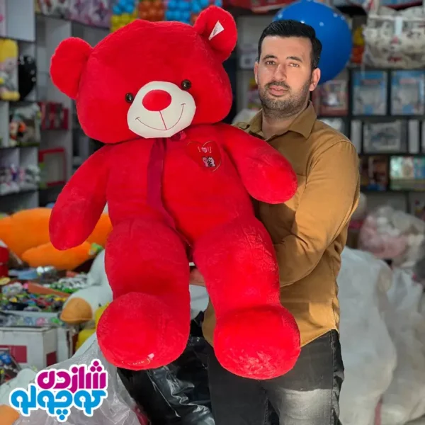 عروسک خرسی قرمز بزرگ ولنتاینی